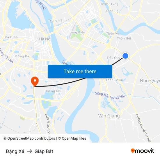 Đặng Xá to Giáp Bát map