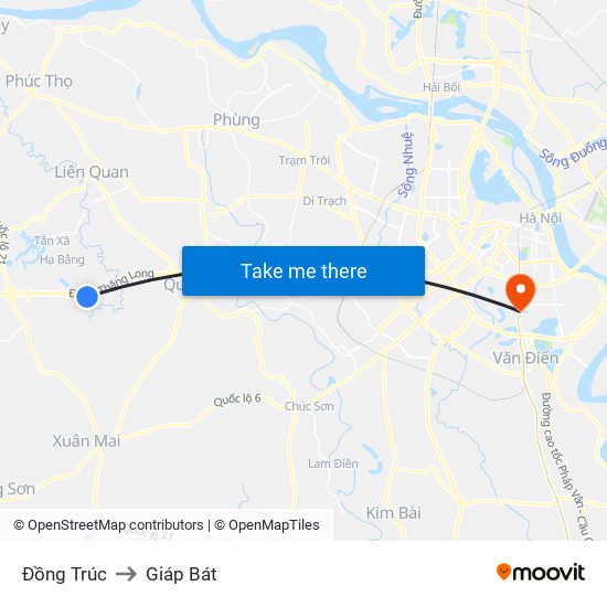 Đồng Trúc to Giáp Bát map