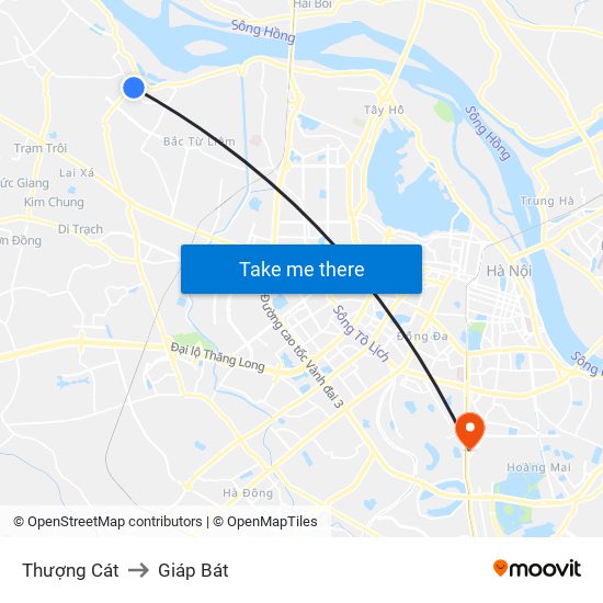 Thượng Cát to Giáp Bát map