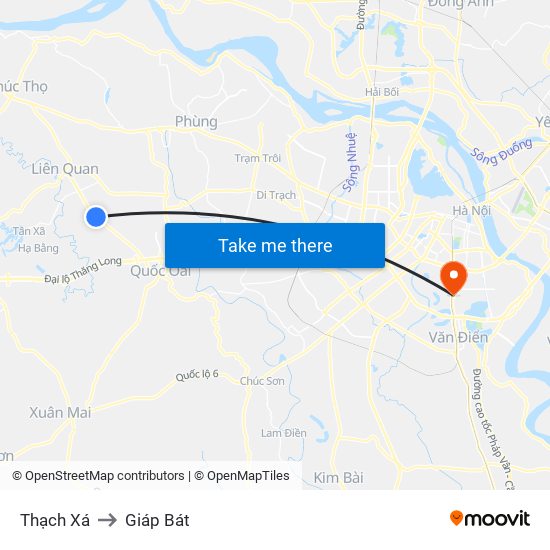 Thạch Xá to Giáp Bát map