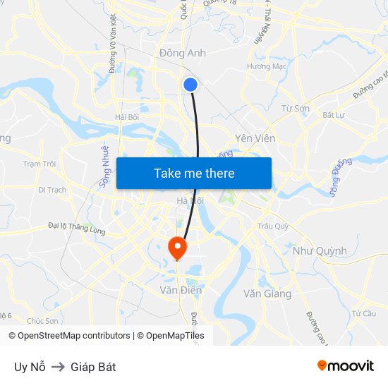 Uy Nỗ to Giáp Bát map