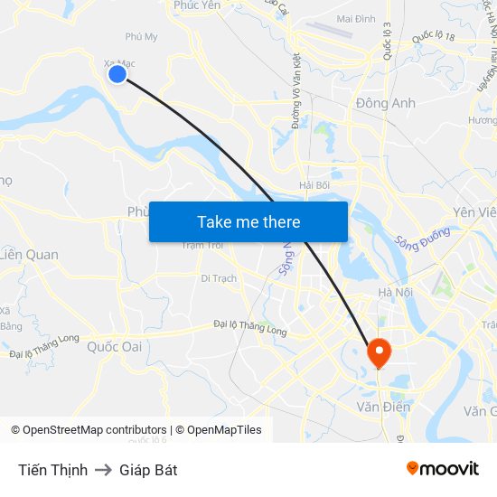 Tiến Thịnh to Giáp Bát map