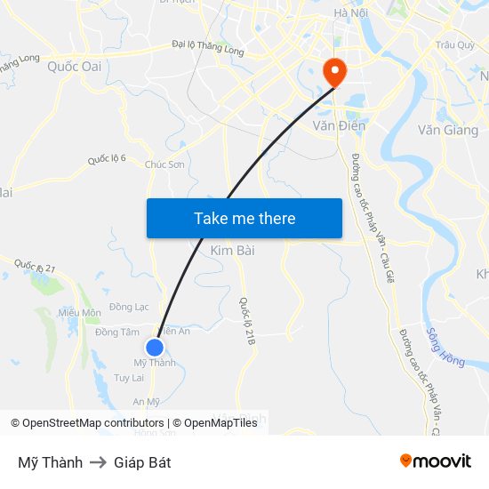 Mỹ Thành to Giáp Bát map