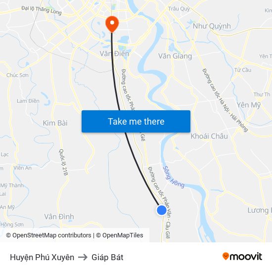 Huyện Phú Xuyên to Giáp Bát map