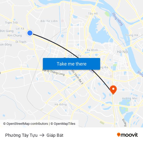 Phường Tây Tựu to Giáp Bát map