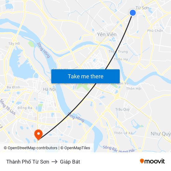 Thành Phố Từ Sơn to Giáp Bát map