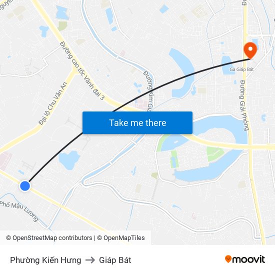 Phường Kiến Hưng to Giáp Bát map