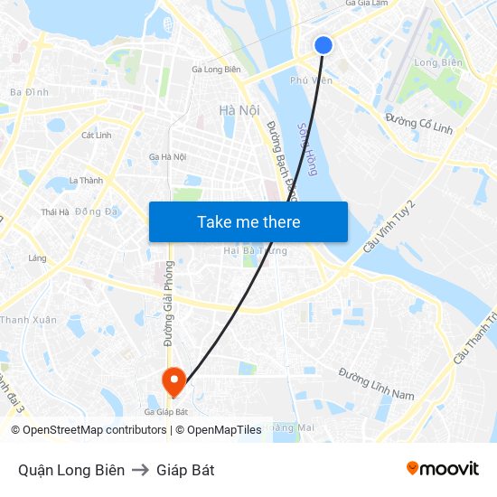 Quận Long Biên to Giáp Bát map