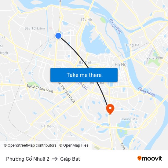 Phường Cổ Nhuế 2 to Giáp Bát map