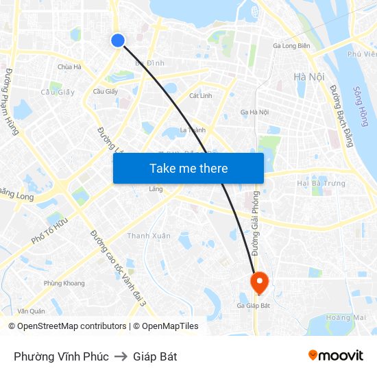 Phường Vĩnh Phúc to Giáp Bát map