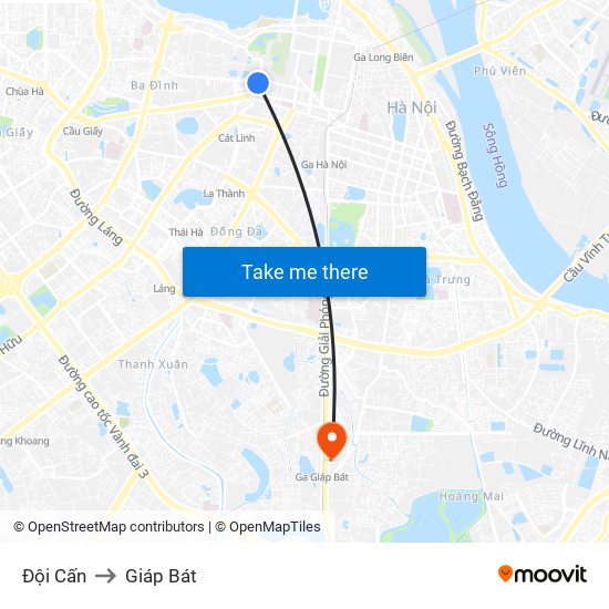 Đội Cấn to Giáp Bát map