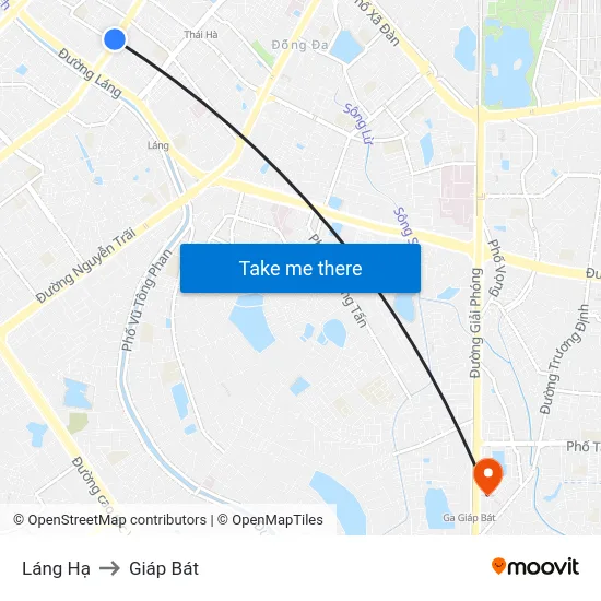 Láng Hạ to Giáp Bát map