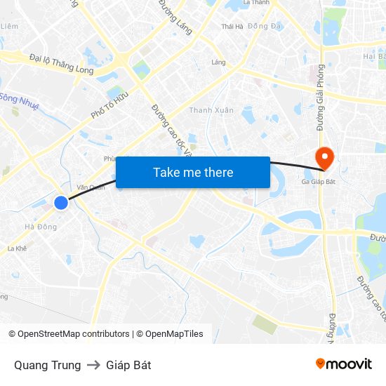 Quang Trung to Giáp Bát map