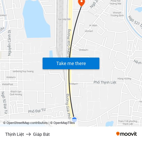 Thịnh Liệt to Giáp Bát map