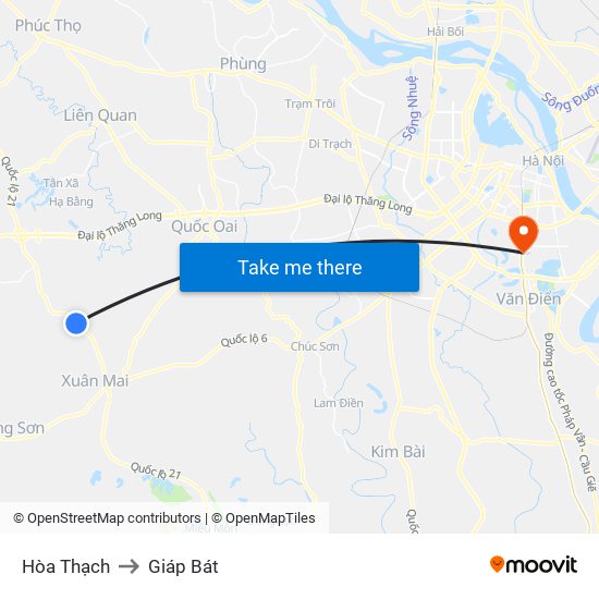 Hòa Thạch to Giáp Bát map