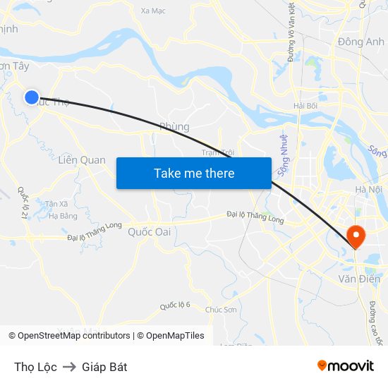 Thọ Lộc to Giáp Bát map