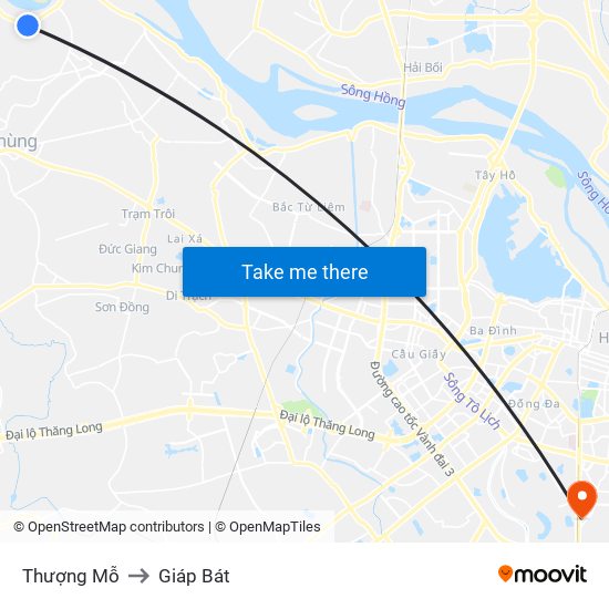 Thượng Mỗ to Giáp Bát map