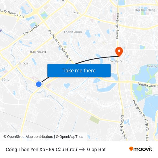 Cổng Thôn Yên Xá - 89 Cầu Bươu to Giáp Bát map