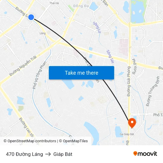 470 Đường Láng to Giáp Bát map