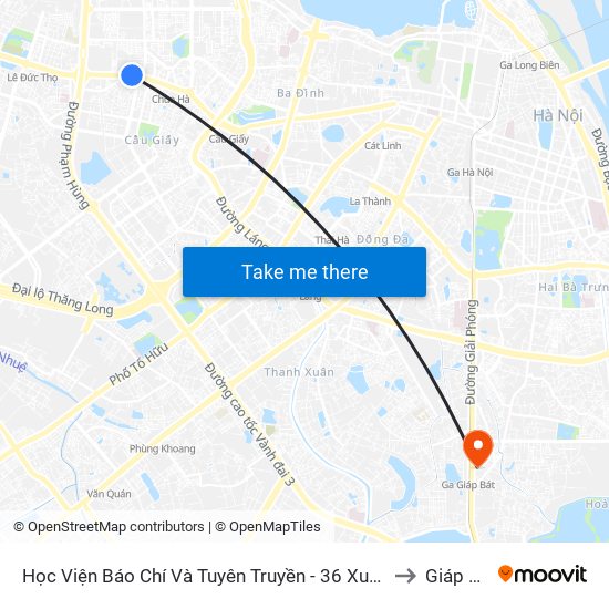 Học Viện Báo Chí Và Tuyên Truyền - 36 Xuân Thủy to Giáp Bát map