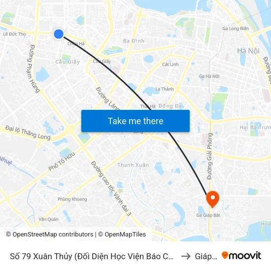 Số 79 Xuân Thủy (Đối Diện Học Viện Báo Chí Và Tuyên Truyền) to Giáp Bát map