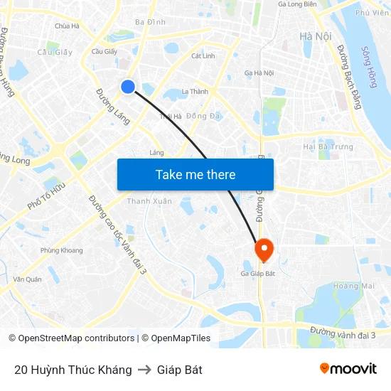 20 Huỳnh Thúc Kháng to Giáp Bát map