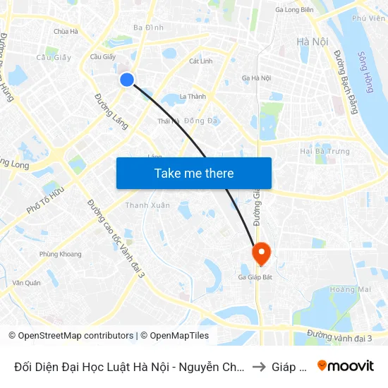 Đối Diện Đại Học Luật Hà Nội - Nguyễn Chí Thanh to Giáp Bát map