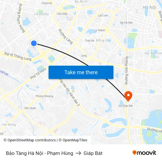 Bảo Tàng Hà Nội - Phạm Hùng to Giáp Bát map