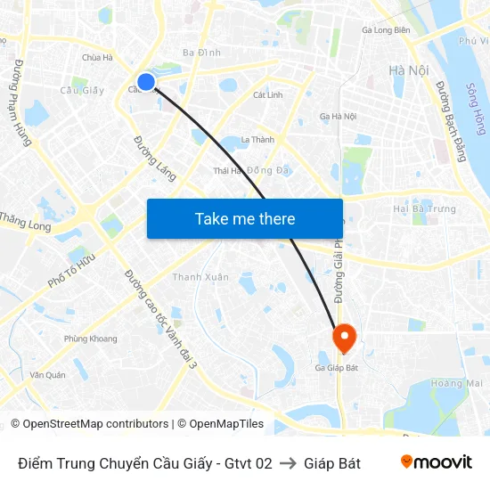 Điểm Trung Chuyển Cầu Giấy - Gtvt 02 to Giáp Bát map