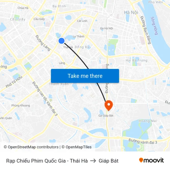 Rạp Chiếu Phim Quốc Gia - Thái Hà to Giáp Bát map