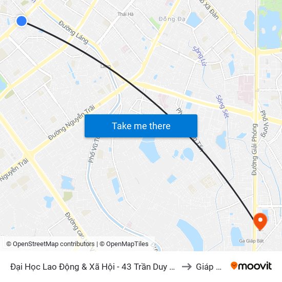 Đại Học Lao Động & Xã Hội - 43 Trần Duy Hưng to Giáp Bát map