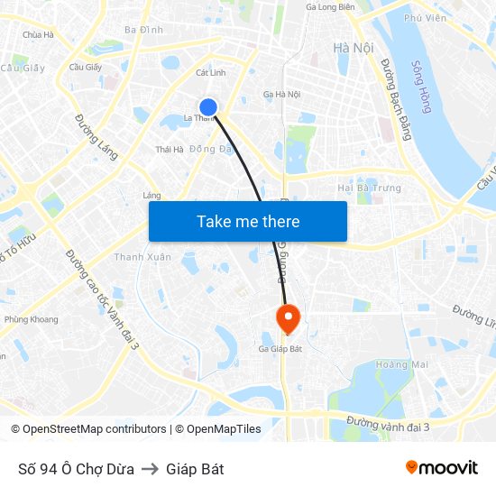 Số 94 Ô Chợ Dừa to Giáp Bát map