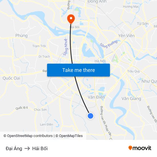 Đại Áng to Hải Bối map