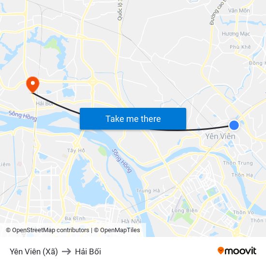 Yên Viên (Xã) to Hải Bối map