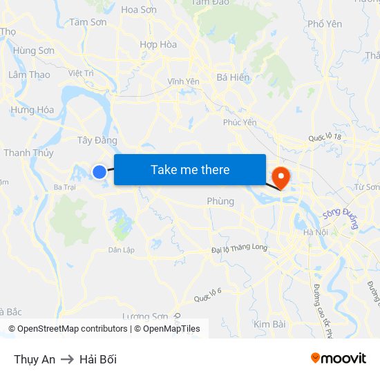 Thụy An to Hải Bối map