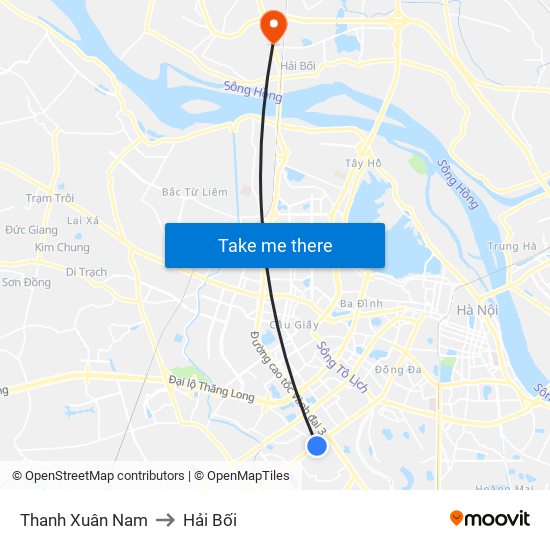 Thanh Xuân Nam to Hải Bối map