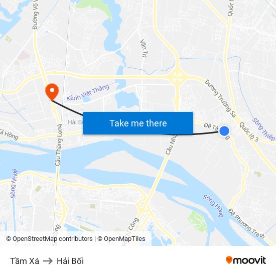 Tầm Xá to Hải Bối map