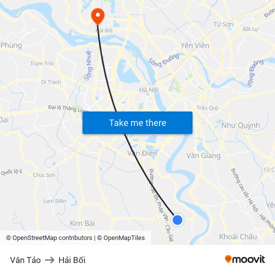 Vân Tảo to Hải Bối map