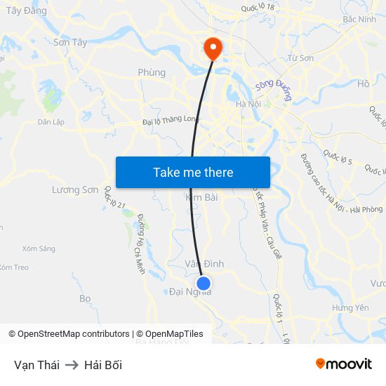 Vạn Thái to Hải Bối map