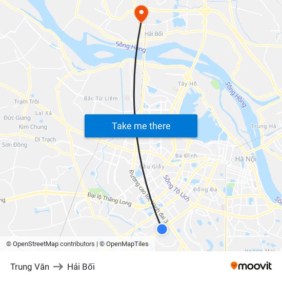 Trung Văn to Hải Bối map