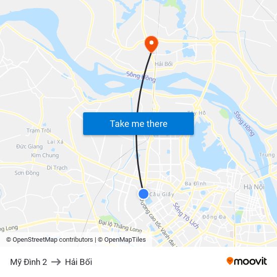 Mỹ Đình 2 to Hải Bối map