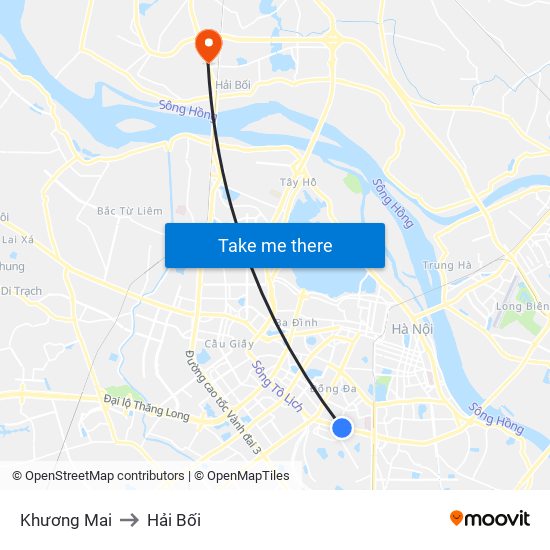 Khương Mai to Hải Bối map