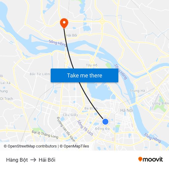 Hàng Bột to Hải Bối map