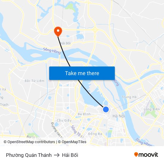 Phường Quán Thánh to Hải Bối map