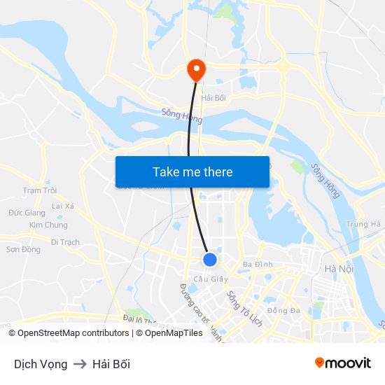 Dịch Vọng to Hải Bối map