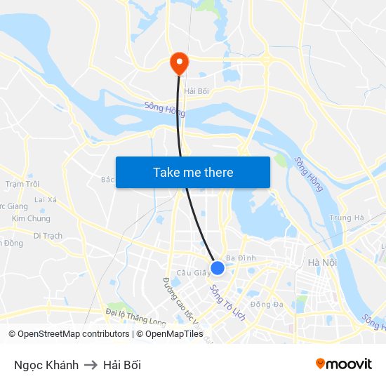 Ngọc Khánh to Hải Bối map