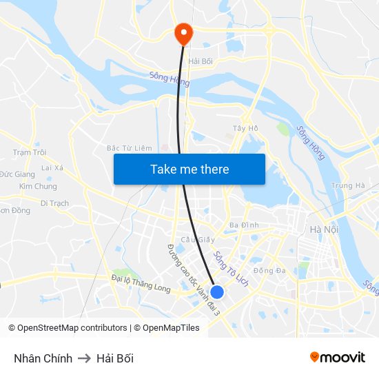 Nhân Chính to Hải Bối map