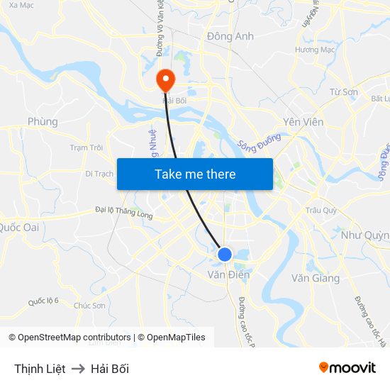 Thịnh Liệt to Hải Bối map