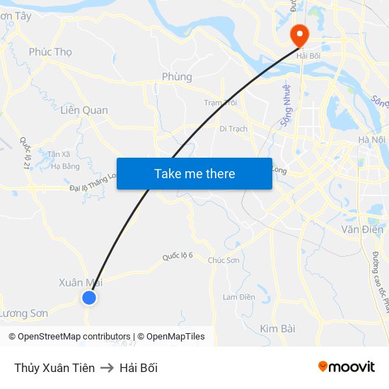 Thủy Xuân Tiên to Hải Bối map