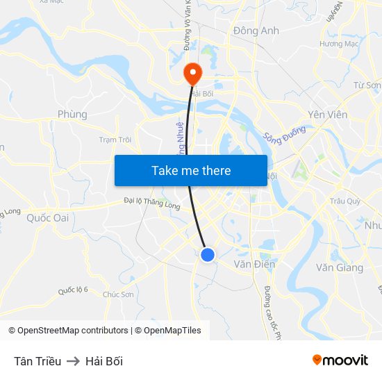 Tân Triều to Hải Bối map